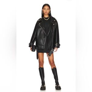 WeWoreWhat Oversized Black Leather Jacket